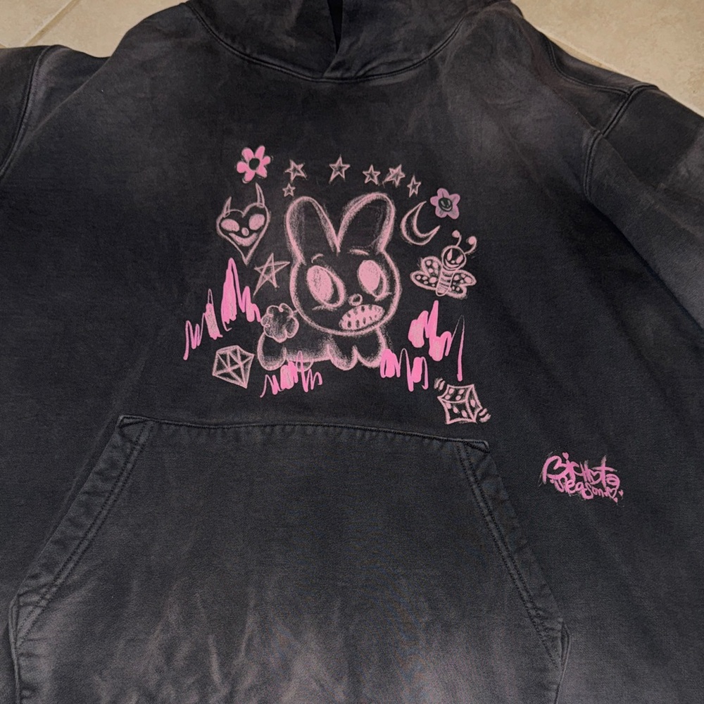 Karol G Bichota Season Bunny Washed Black Hoodie - Picture 2 of 7